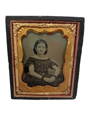 Vintage Tintype Pretty Young Woman Girl Photograph As-is Broken Case