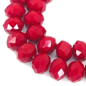 Cuentas rondelle de cuarzo rojo opaco facetado/vidrio carmesí 8x6 mm 16" - Imagen 1 de 3