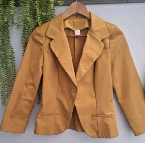 BLAZER FITTED STYLE ONE BUTTON MUSTARD VGC MOCK POCKETS CH 34"L22" Vgc 10/12 - Picture 1 of 7