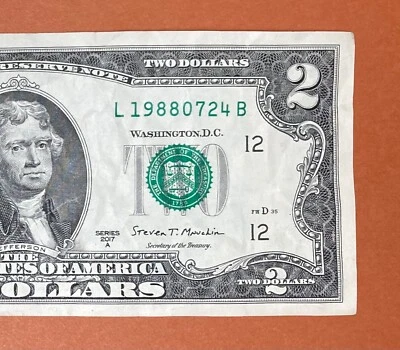 1988 July 24 (L 19880724 B) Birthday Note $2 Two Dollar Bill - Image 1 of 3