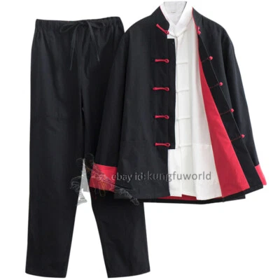 3 Pieces Cotton Tang Suit Tai chi Uniform Wing Chun Kung fu Jacket and Pants - Image 1 of 4
