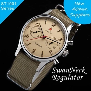 Seagull 1963 ST1901 40mm Chronograph, Swan Neck, Sapphire, Display, 2Straps BNIB - Bild 1 von 21