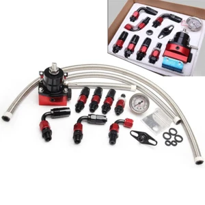 Universal Adjustable Fuel Pressure Regulator Kit 100psi Guage AN6 Fitting USA - Picture 1 of 8