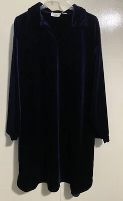 Vintage Amanda Stewart Woman Velour Nightgown Robe Navy Blue Women’s Sz 2X 20-22 - Image 1 of 4