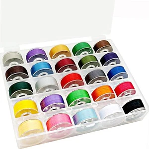 25pcs Assorted Colors 70D/2 (60WT) Prewound Bobbin Thread Plastic Size A - Picture 1 of 6