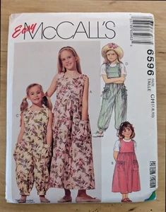 McCall's Easy 6596 Girls Dress Jumpsuit Pattern Size 7-10 Uncut - Picture 1 of 2