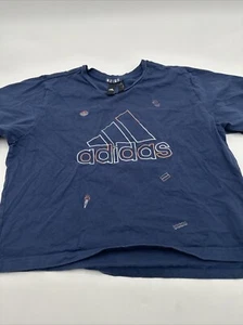 Adidas T-Shirt Women Large Graphic Print Logo Blue ..#16632 - Picture 1 of 7