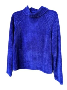 Rafaella Women's Turtleneck Sweater Size L Vibrant Blue Knit - Picture 1 of 7