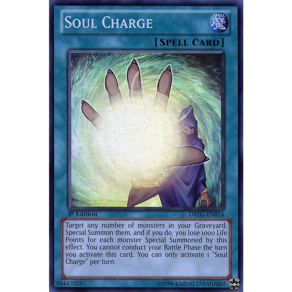 DRLG-EN014 Soul Charge Super Rare 1st Edition Lightly Played! YuGiOh TCG - Image 1 of 1