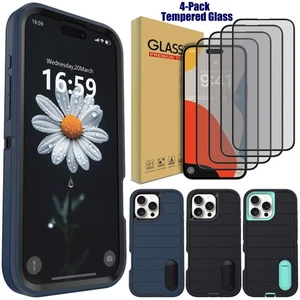 Funda resistente con soporte/vidrio templado para iPhone 16 Pro Max/Plus/Pro/16 - Imagen 1 de 45