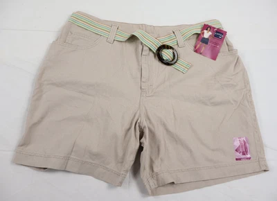 RIDERS By Lee Shorts Women's 20W Beige Khaki Chino Belted Long - Image 1 of 4