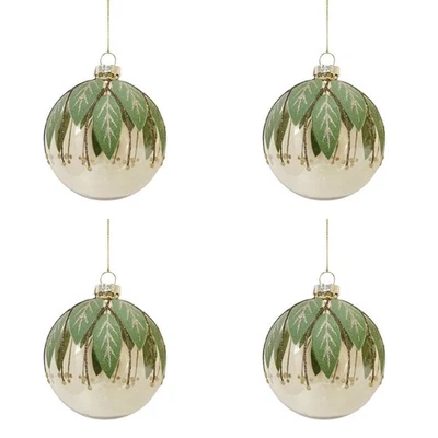 4PK Urban Australian Botanical Baubles Hanging Decoration 8cm Gold Assorted - image 1 of 4