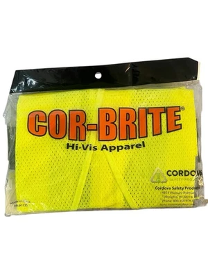 Cordova Cor-Brite High Visibility Vest Size XL Yellow Type R Class II Safety NWT - Image 1 of 4