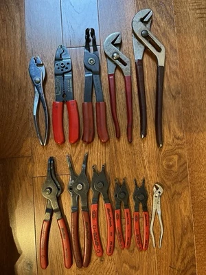 11 herramientas Mac / alicates de junta ajustables de punto azul, pelacables, alicates de anillo a presión Foto 1 de 3