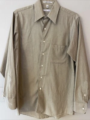Camisa de vestir GEOFFREY BEENE para hombre mediana 15,5 34/35 beige abotonada sin arrugas Foto 1 de 4