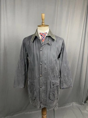 Barbour Border Vintage Men's Blue Waxed Motorcycle Jacket Size C42 - Image 1 of 4