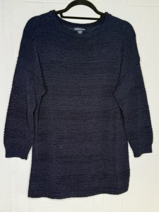 American Living Navy Crochet Cotton Blend Tunic Top Crew Neck 3/4 Sleeve XL New - Picture 1 of 10
