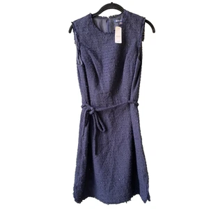 Abito Brooks Brothers donna 12P NUOVO blu navy tweed midi cocktail party ufficio - Foto 1 di 12