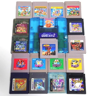 Lot 17 Nintendo Gameboy Pokemon Mario Zelda Metroid w/Super Gameboy 2 Set Japan - Image 1 of 4