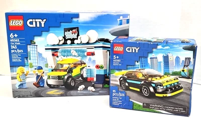 LEGO City Vehicle Lot - Car Wash 60362 & Electric Sports Car 60383 Fun Kids Gift - Image 1 of 4