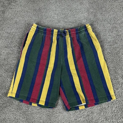 Pantalones Cortos Guess De Colección Para Hombre Medianos Multicolor Divertidos Rayas Cordón Años 90 Hechos en EE. UU. Foto 1 de 4
