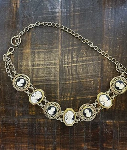 Vintage Harwill NY Cameo Women's Belt, Statement Piece, Brass & Goldtone, 36” - Picture 1 of 10