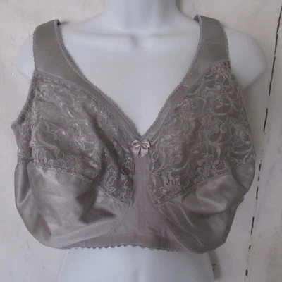 Glamorise Bra 44I Gray Magic Lift Support Full Figure Lace Wire Free 1000 - Image 1 of 4