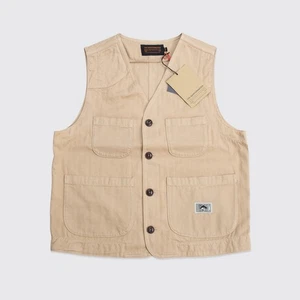 The Quartermaster Fisherman Vest Size M Khaki Herringbone Twill Canvas 4-Pocket - Picture 1 of 6