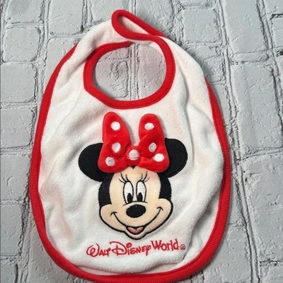 Babero Walt Disney World Minnie Mouse rojo blanco Foto 1 de 4
