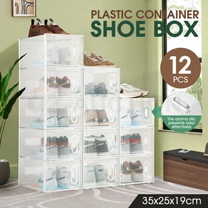 12PCS Shoe Box Storage Organizer Case Stackable Sneaker Display Containers Unit - Picture 1 of 12