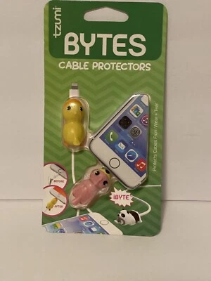 Tzumi 2 Cord Bytes Phone Cable Protectors  New Yellow Duck Pink Duck Bird - Image 1 of 4
