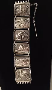 Vintage 50er Jahre Silber Armband mit Szenen von Rio de Janiero - Bild 1 von 8