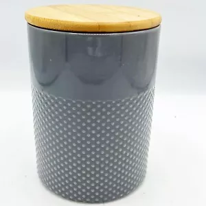 Farmhouse Grey Canister with Wooden Lid 6" H - Picture 1 of 5