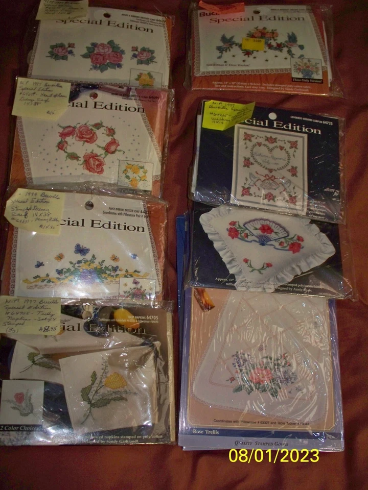 Stamped C/S - Scarf, Pillow, Napkins, Sampler/Special Edition  Bucilla -U-PICK 1 - Image 1 of 1