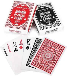 Pack de 2 cartas de juego, letra grande, barajas de cartas de índice jumbo (1 negro 1 rojo), P - Imagen 1 de 2