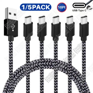 1/5Pack 10ft USB C/Type C Fast Charger Cable Charging Cord For Samsung S8 S9 S20 - Picture 1 of 11