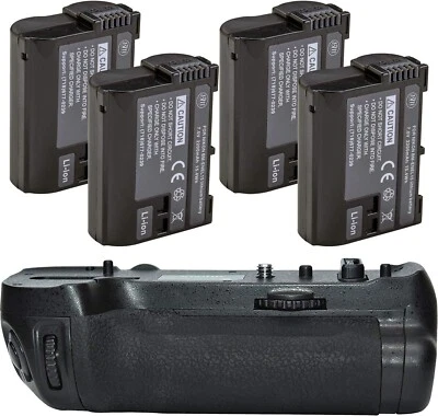 BM PREMIUM MB-D18 Battery Grip Replacement for Nikon D850 SLR Camera + 4 EN-EL15B Batteries