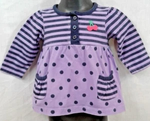 Carter's Kleinkind Mädchen 9M lila Langarm marineblau Streifen Punkte Kirsche super süß - Bild 1 von 10