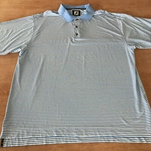 FootJoy Prodry Lisle Performance Polo Shirt Men XL Blue Striped Short Sleeve - Picture 1 of 11