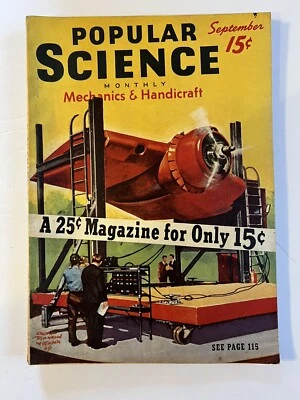 POPULAR SCIENCE MAGAZINE SEPTEMBER 1939- MECHANICS AND HANDICRAFT- VINTAGE - Image 1 of 4