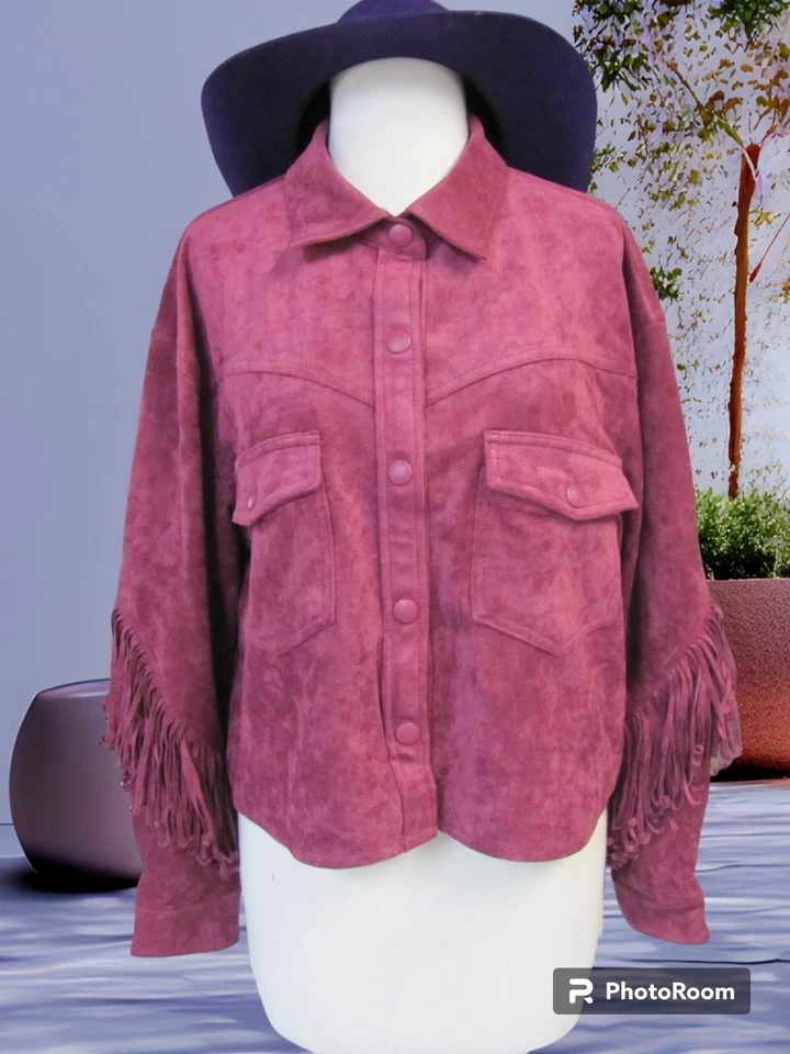 CHAQUETA DE CUERO VEGANA EN BLANCO NYC FREE PEOPLE TWIST & SHOUT COLOR MORERA TALLA ME Foto 1 de 4