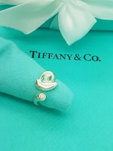 Tiffany & Co. Silber Elsa Peretti Full Heart Diamant Ring J UK, 4,75 US, 49EU - Bild 1 von 9
