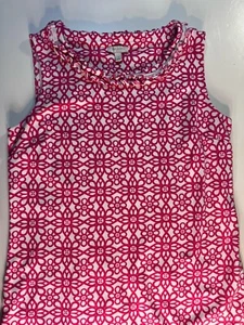 Talbots Ladies Sleeveless Dress Size S Small Pink White Geometric 100% Cotton - Picture 1 of 11