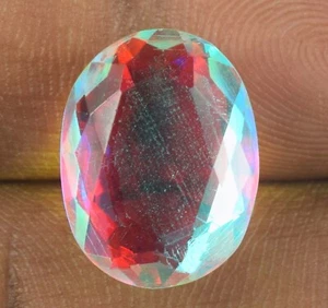 Topazio Mistico Arcobaleno Naturale 9,40 Ct Gemma Ovale Certificato B99103 Super Vendita - Foto 1 di 7