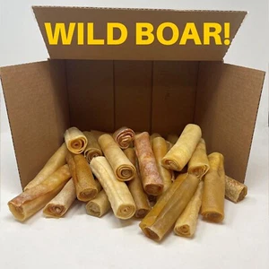 Rawhide Alternative! Wild Boar Dog Chews l 32 Count Bulk l 5"-6" Rolls - Picture 1 of 4