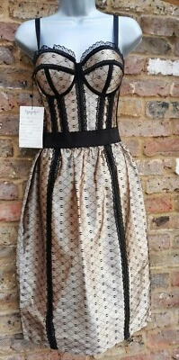 Vaacodor Black Gold Lace Overlay Skirt Strappy Party Corset Outfit size M - Image 1 of 4