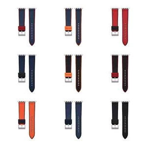 Saffiano Leder / Kautschuk Hybrid Performance Smart Apple Watch Uhrenarmband - Bild 1 von 21