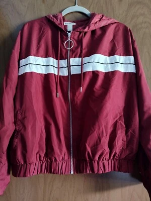RUE 21 Ladies Full Zip Hooded Windbreaker.  Size Large. - Image 1 of 4