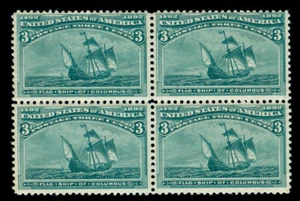 MOMEN: US STAMPS #232 BLOCK OF 4 MINT OG NH INTACT - Picture 1 of 2