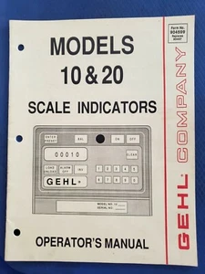 Gehl Models 10 & 20 Scale Indicators Operator's Manual F - Picture 1 of 6